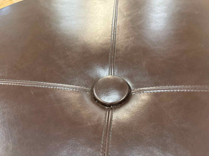 Round Dark Chocolate Leather Ottoman