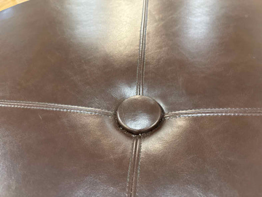 Round Dark Chocolate Leather Ottoman