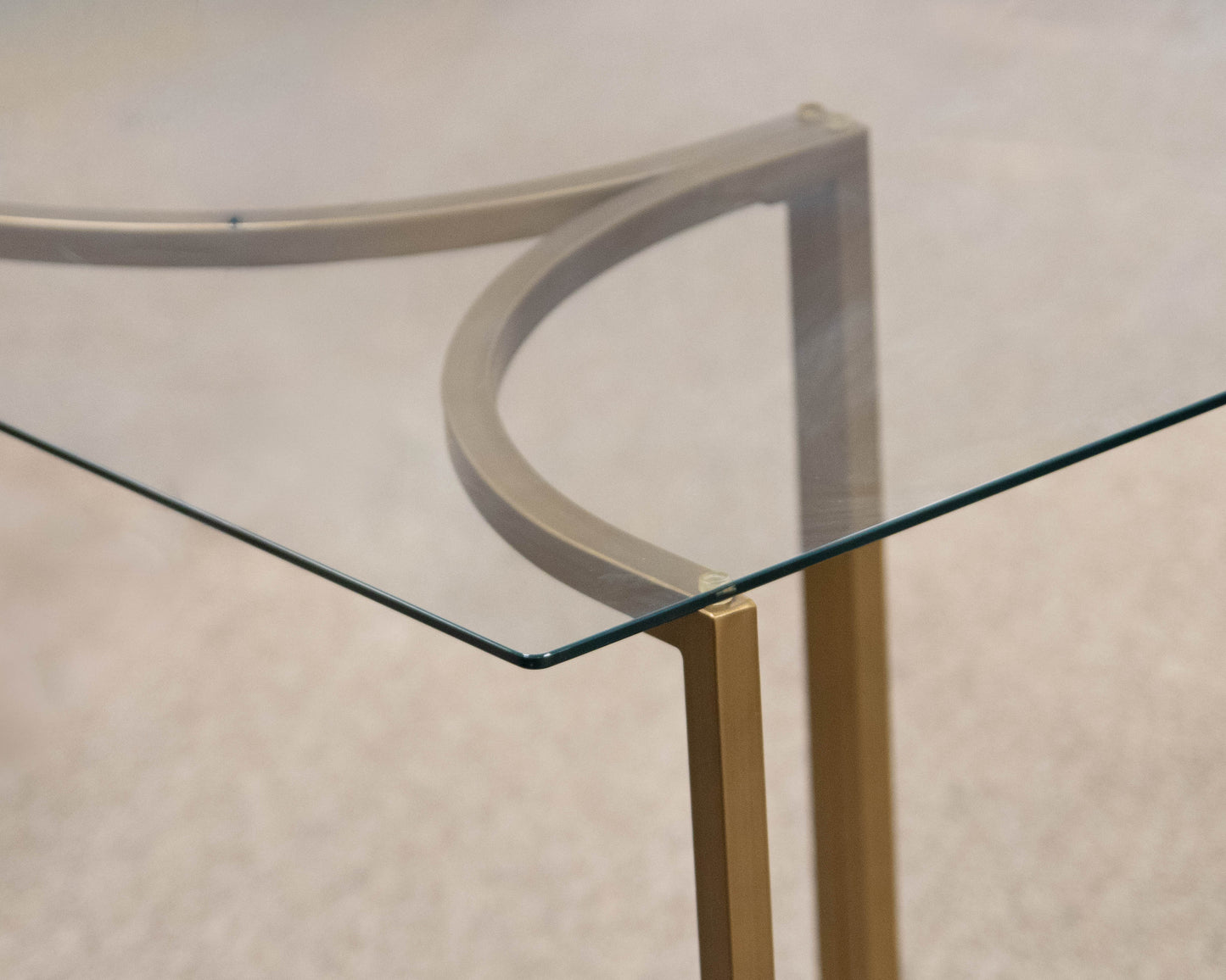 West Elm Rectangular Glass Top Dining Table on Brass Finish Base