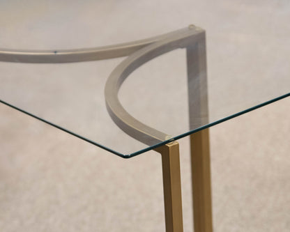 West Elm Rectangular Glass Top Dining Table on Brass Finish Base