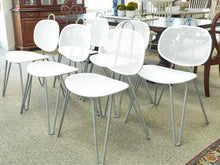 Set of 6 Crate & Barrel  ' Paola Navone' White Metal Dining Chairs
