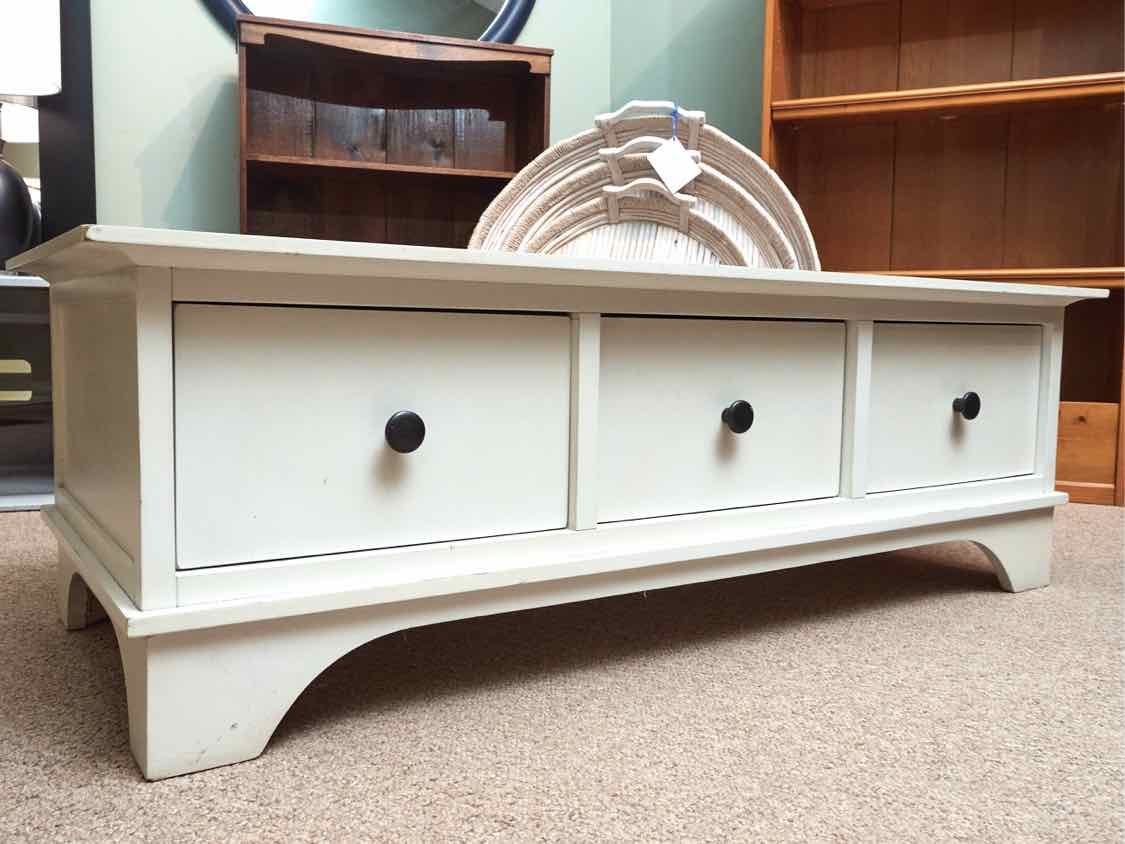 Hampton Bay Cream Finish 3 Drawer  Cocktail Table