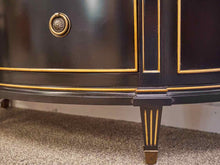 Ethan Allen Stratton Demilune Console in Domino / Gold Metallic Leaf Finish