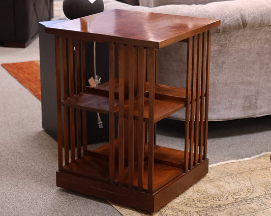 Stickley Cherry Chairside Revolving Table. 2 Shelves.