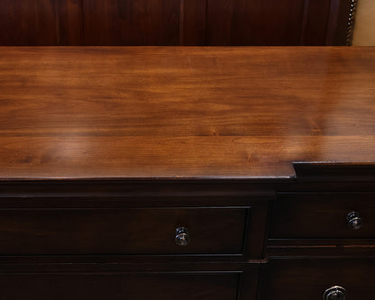 West Brothers Furniture Dark Maple Triple Dresser With Mirror