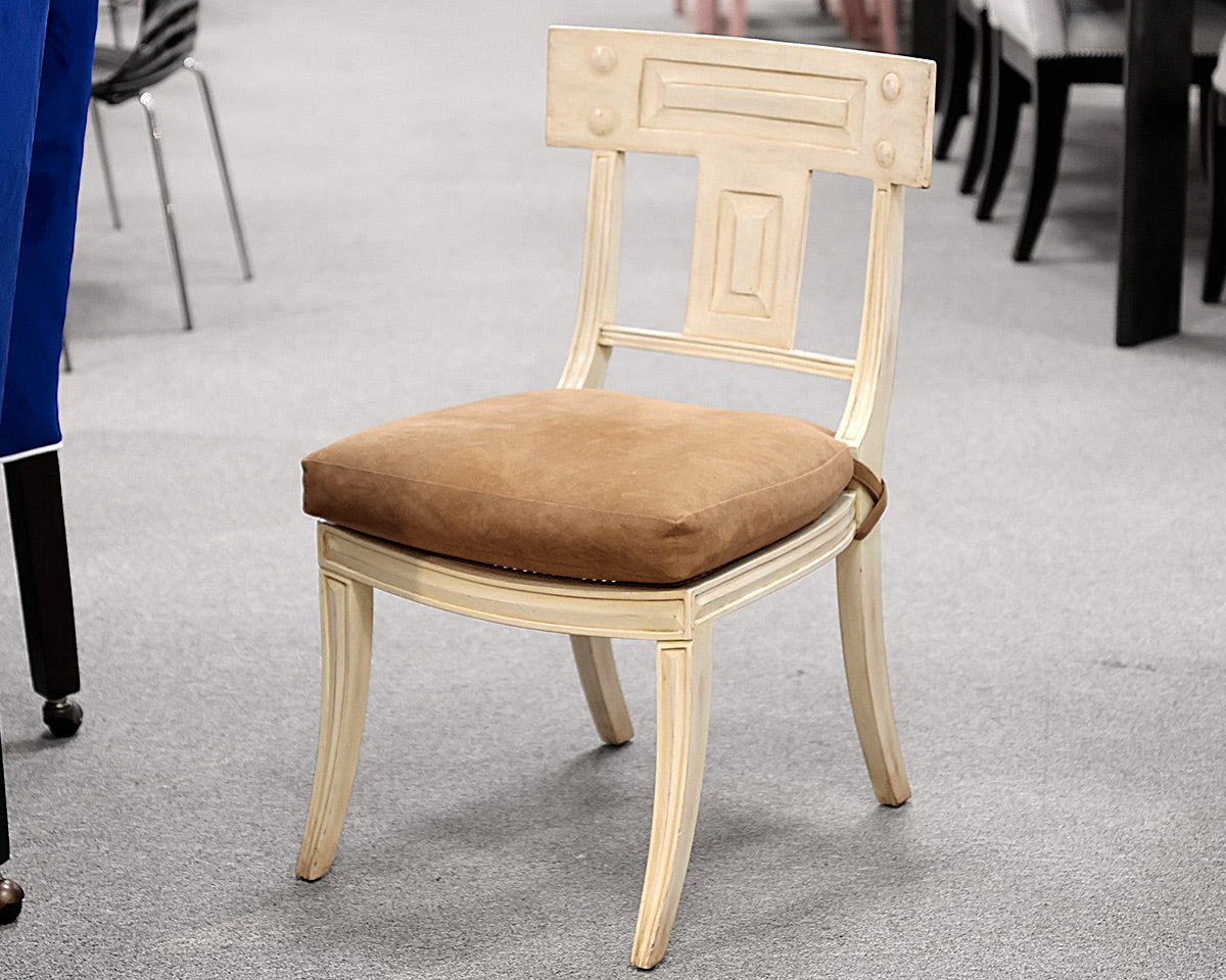 Set of 4 Distressed Cream Dining Chairs