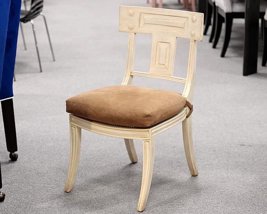 Set of 4 Distressed Cream Dining Chairs
