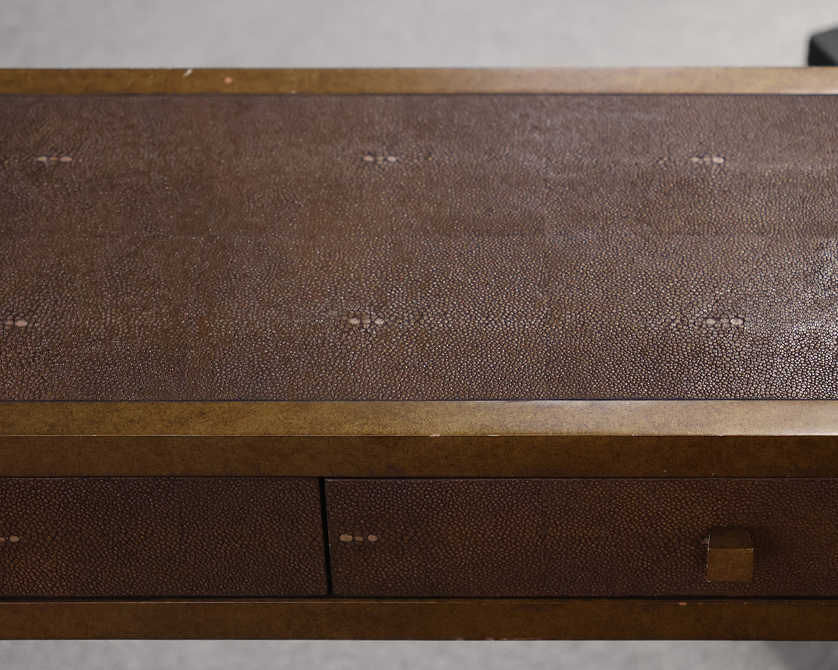 "Frank" Console in Burnished Gold Finish and Copper Shagreen