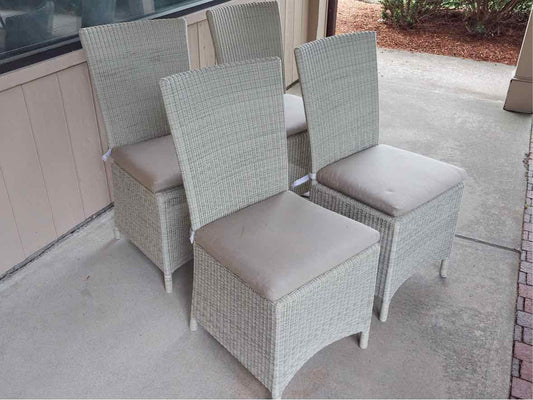 Set of 4 Crate & Barrel 'Captiva' Outdoor Dining Chairs in 'Seaside White'
