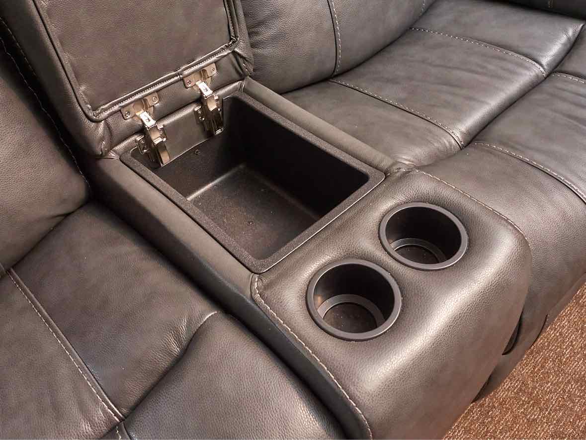 Grey Leather 2 Chair Power Recliner