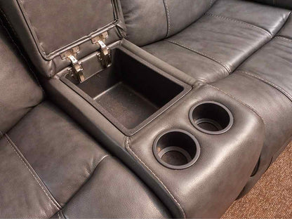 Grey Leather 2 Chair Power Recliner