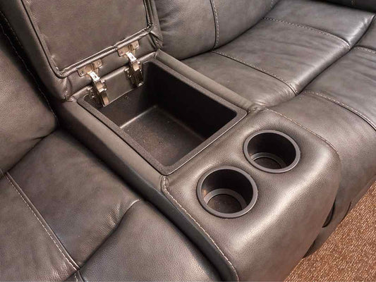 Grey Leather 2 Chair Power Recliner