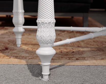 White Oval Glass Top Cocktail Table