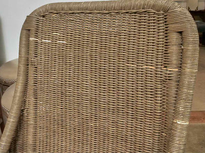 Pair Of Ethan Allen 'Puddy' Finish Woven Dining Chairs With Cushion