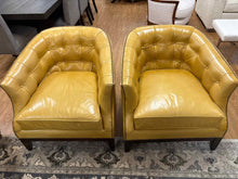 Pair of Leathercraft Mustard Leather Barrel Chairs