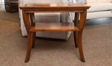 Dark Stained Walnut Side Table With Lower Shelf