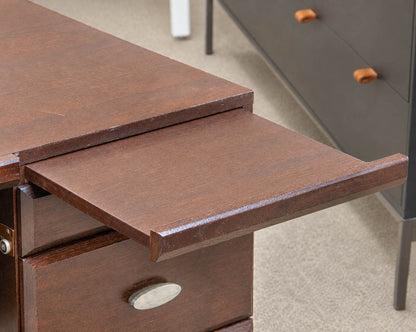 Dark Finish Desk with 6 Drawers