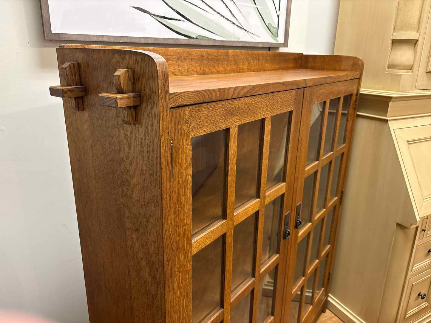 Stickley Mission-Style Double Bookcase with Glass Doors
