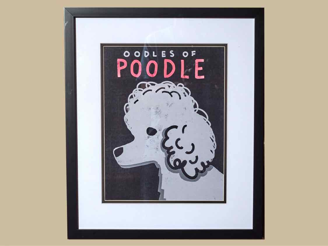 'Oodles Of Poodle' Art Print Double Matt Black Frame