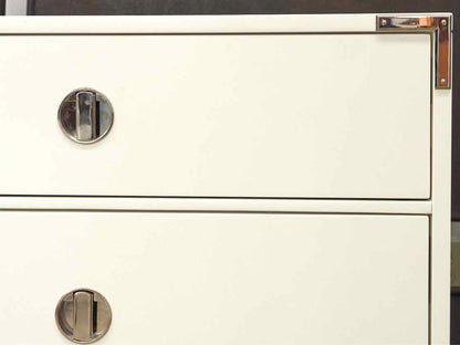 West Elm Cream 6 Drawer Dresser with Nickle Pulls & Legs