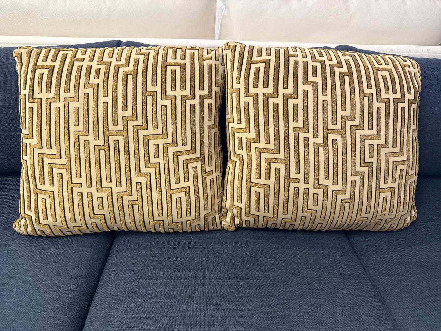 Pair of Antique Gold Velvet Accent Pillows