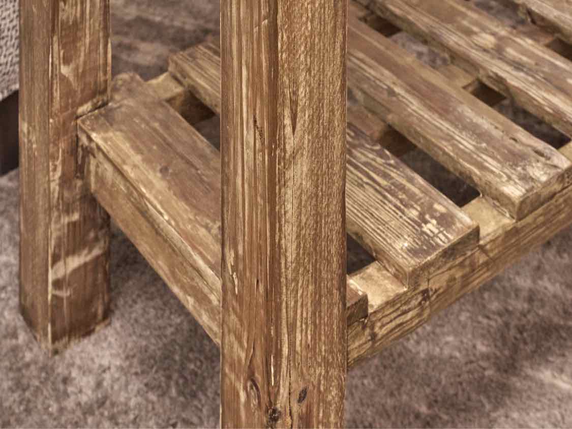 Rustic Reclaimed Wood Console with Ceramic Top and Lower Shelf