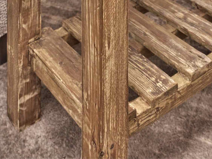 Rustic Reclaimed Wood Console with Ceramic Top and Lower Shelf