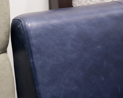 Blue Leather Queen Headboard Only