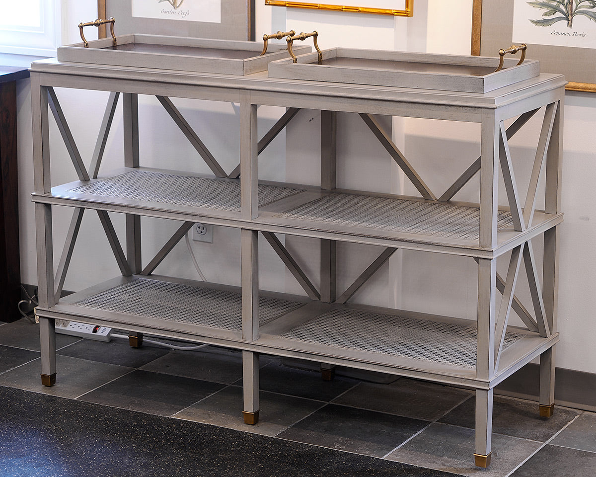 Sherrill Furniture Modern Caned Tiered Tray Console