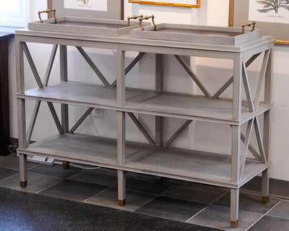 Sherrill Furniture Modern Caned Tiered Tray Console