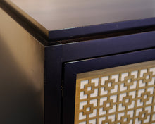 Storage Console Cabinet With Brass Metal Inlay