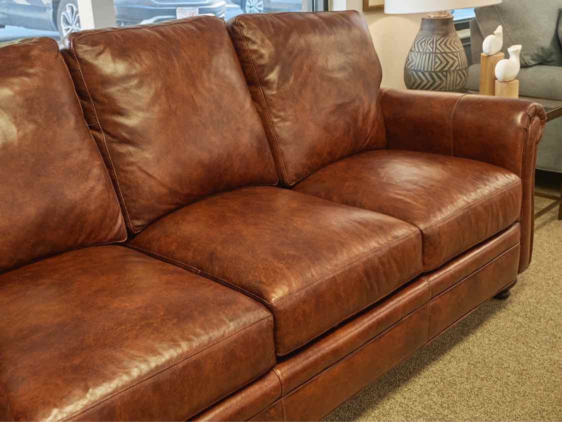 Bradington Young  Saddle Brown  3 Cushion Sofa