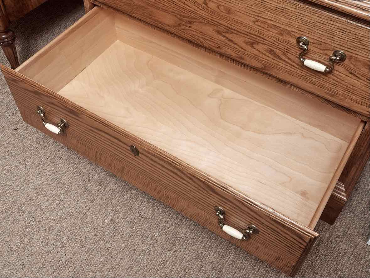 Jamestown Sterling Oak 5 Drawer Chest on Chest with Brass & Porcelian Handles