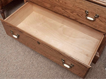 Jamestown Sterling Oak 5 Drawer Chest on Chest with Brass & Porcelian Handles