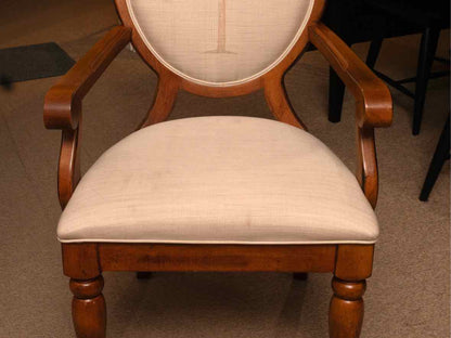 Tommy Bahama Style Dining Table & 8 Chair Set with Palm Tree Linen Upholstery