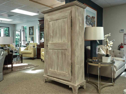 Pickled Oak 1 Door Armoire with Shelves
