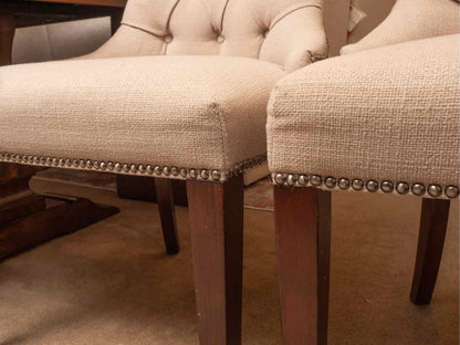 Pair Of  Hooker Taupe Tufted Back Upholstered  Nailhead Trim  Dining Chairs