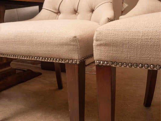 Pair Of  Hooker Taupe Tufted Back Upholstered  Nailhead Trim  Dining Chairs