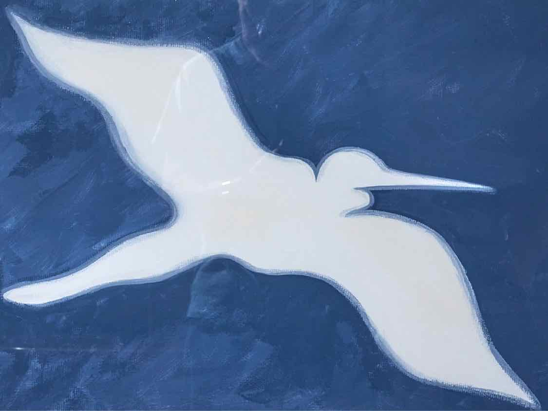'Egret  Flight I' Art Print In White Shadowbox Frame