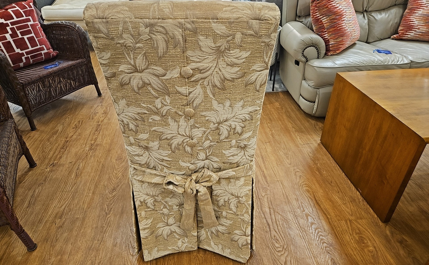 Set of 6 Dining Chairs in Gold Floral Fabric
