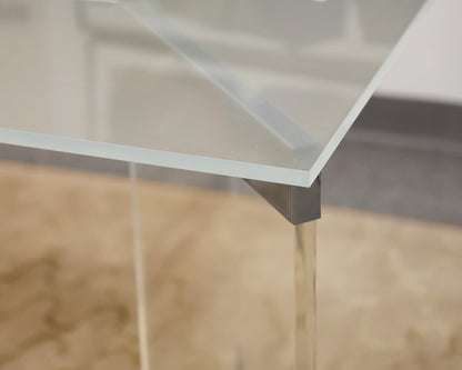 Ligne Roset Chrome Dining Table with Frosted Glass Top.