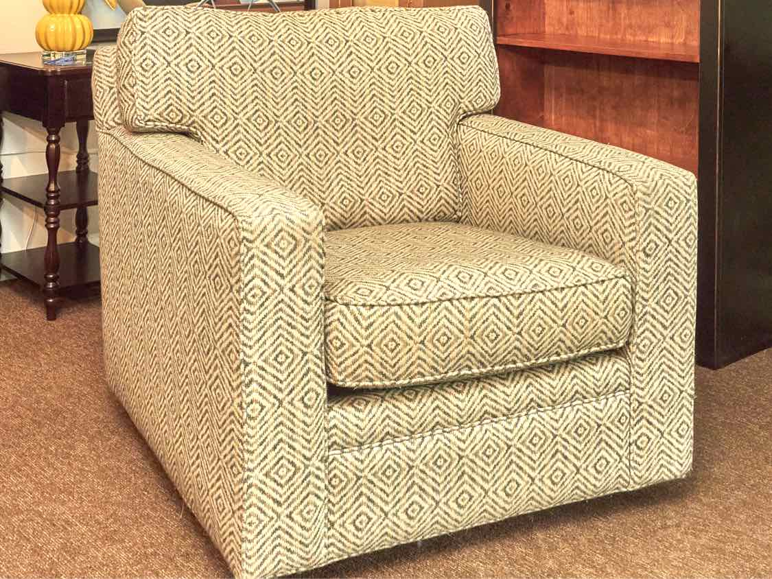 Pair of Boston Interiors Swivel Chairs with Ottomans
