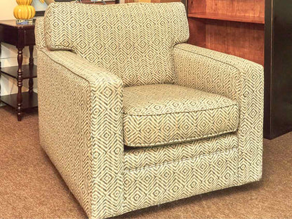 Pair of Boston Interiors Swivel Chairs with Ottomans