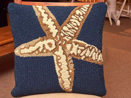 Hooked Star Fish Accent Pillow
