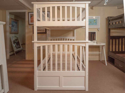 White Finish Twin Over Twin Bunkbed With Pull Out Trundle