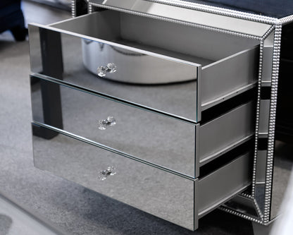 3 Drawer Mirrored Bedside Chest