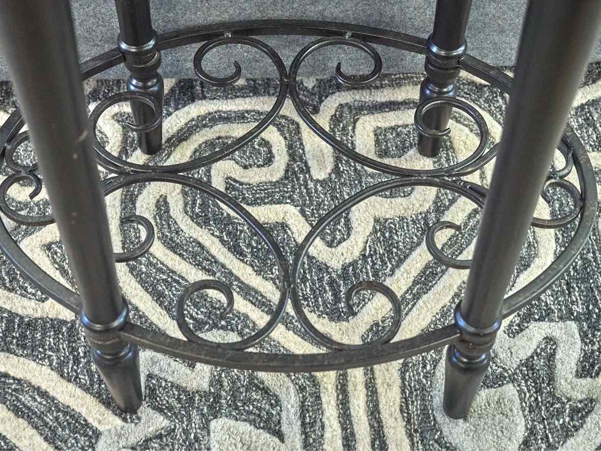 Black Finish 1 Drawer Side Table with Shell Accent Sides