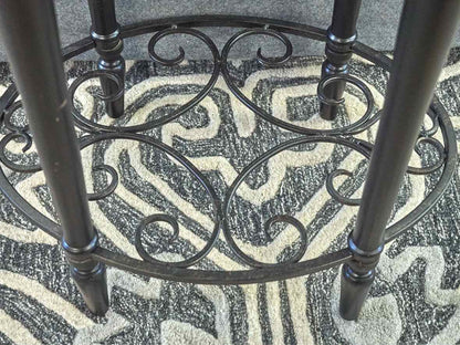 Black Finish 1 Drawer Side Table with Shell Accent Sides