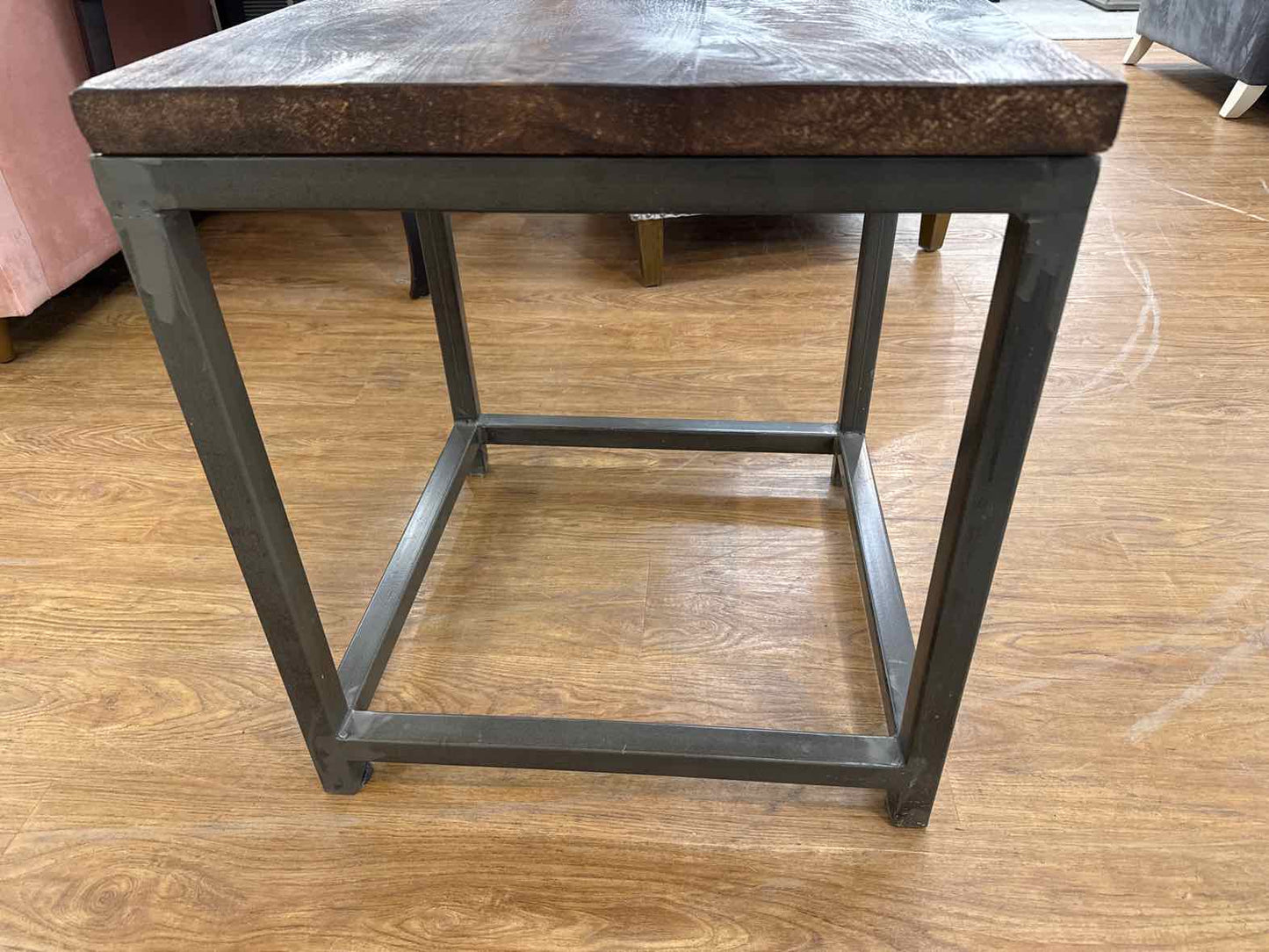 Square Side Table w/ Metal Base