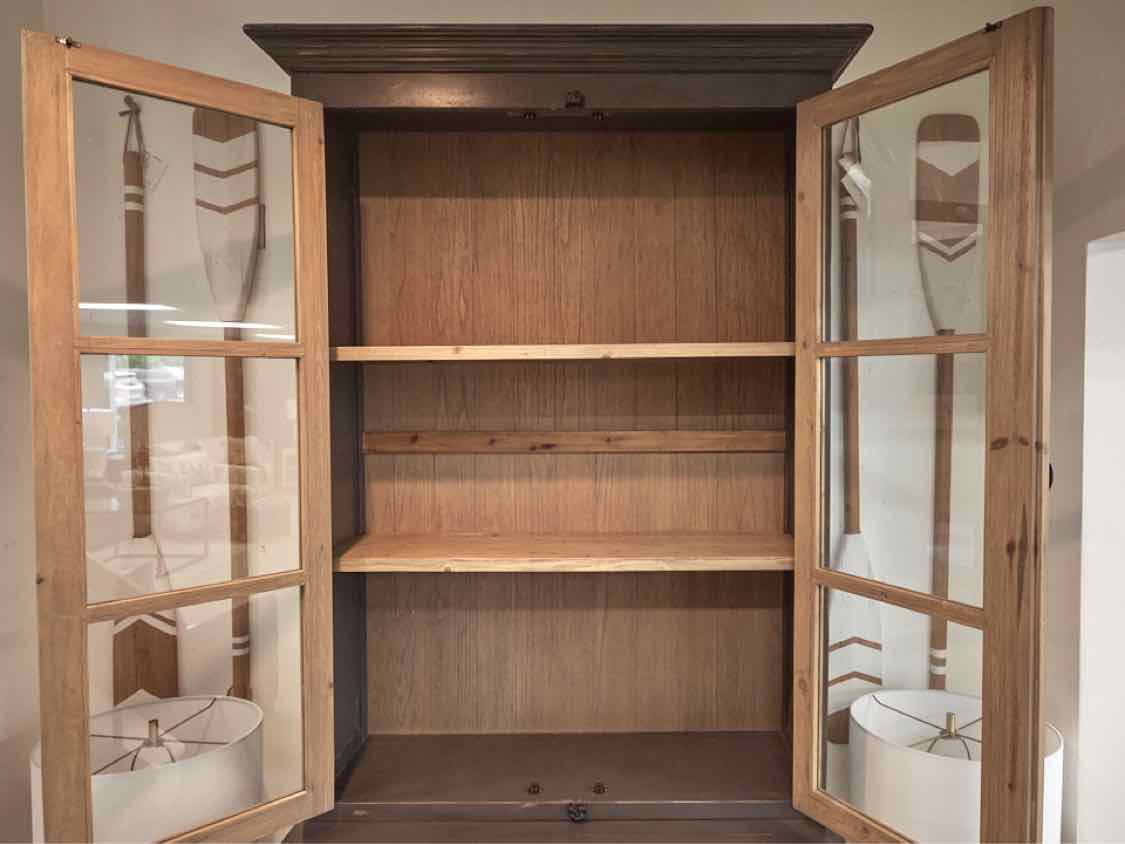 Arhaus Rustic Two Tone Hutch in Grey & Light Wood